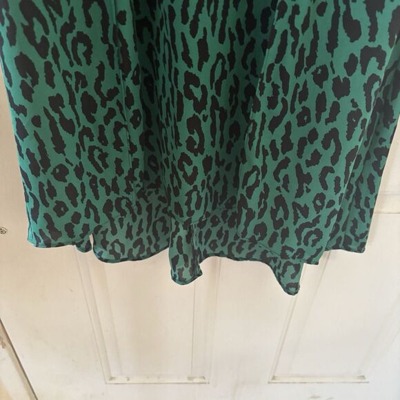 Tropical Maxi Dress Women Small Floral Cheetah Print Green Black Resort Travel - Picture 10 of 15